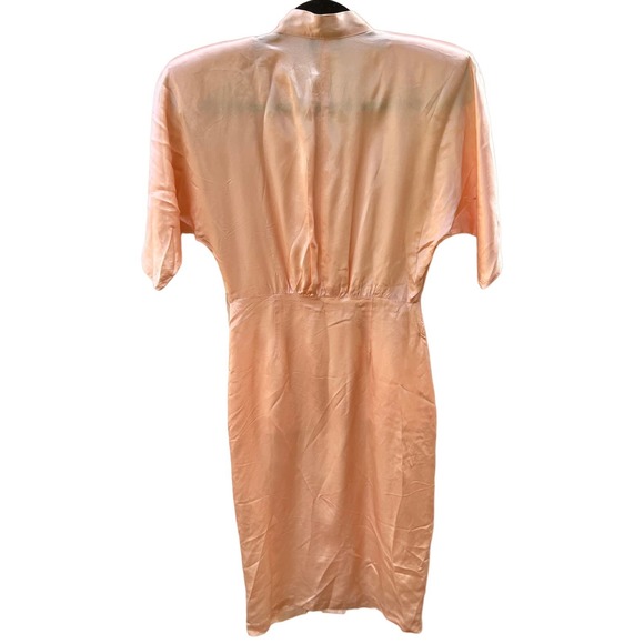 Vintage Wild Dress Peach Satin Button Down Dress - Picture 5 of 8